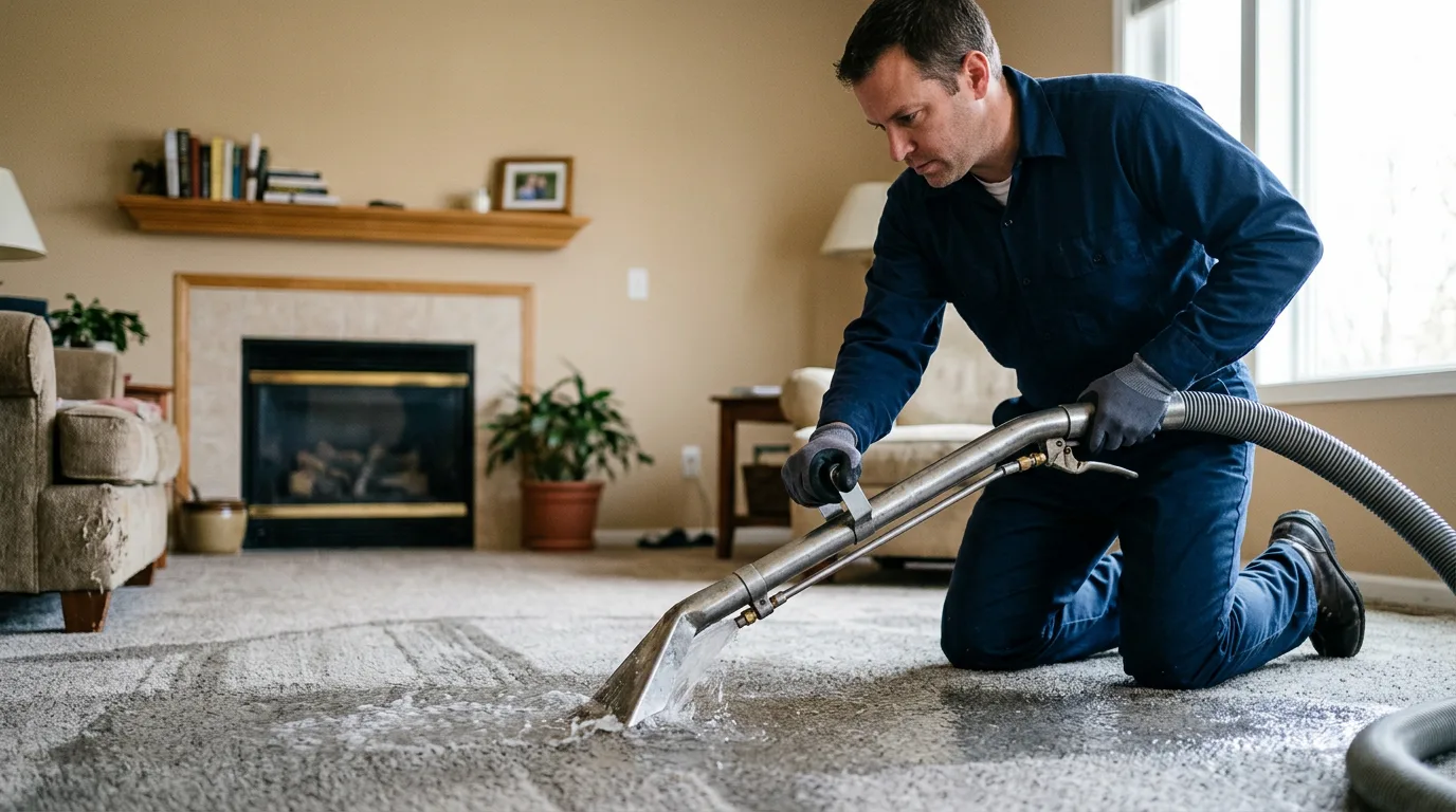 Water damage restoration technician working near Dayton, IN